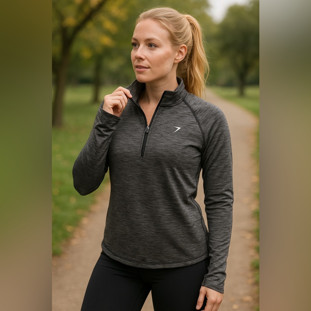 Old Navy Active Gray Quarter Zip Pullover Top Medium